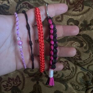 Pink and Black Braided Key Holder